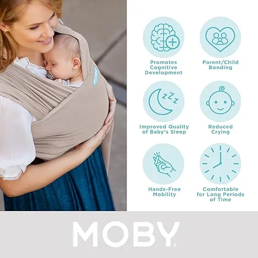 Moby Wrap Baby Carrier | Element for Newborns & Infants #1 Gift Keeps Safe Secure Adjustable All Body Types Perfect Mom Dad Taupe
