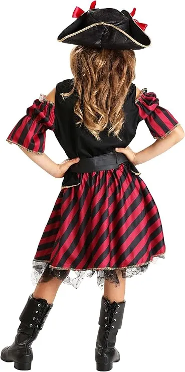 Girl's Pirate Halloween Costume - Buccaneer Pirate Costume Dress for Kids - Pirate Cosplay Dress-up for Girl's