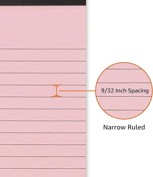 Amazon Basics Narrow Ruled 5 x 8-Inch Lined Writing Note Pads, 6 Count (50 Sheet Pads), Multicolor