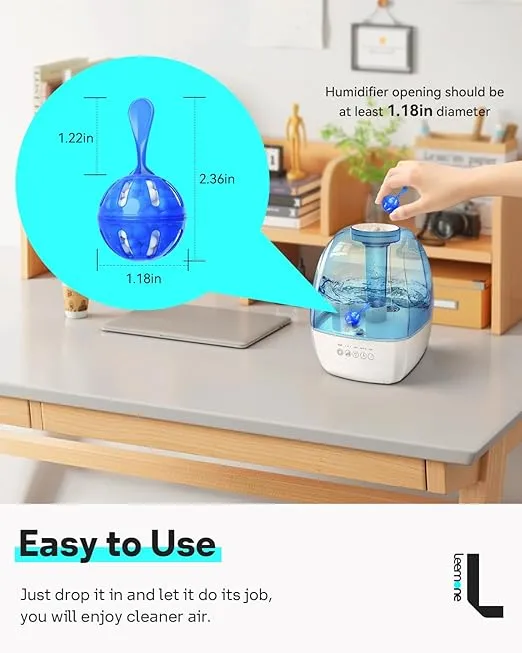 Leemone Humidifier Cleaner 12 Pack, Demineralization Cleaning Ball, Works in All humidifiers and Fish Tanks, Purifies Water, Prevents Hard Water Build-Up, Eliminates White Dust and Odor