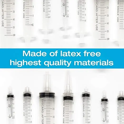 5ml Syringe Without Needle Luer Lock 100 Pack by Tilcare - Sterile Plastic Medicine Droppers for Children, Pets or Adults – Latex-Free Oral Medication Dispenser - Syringes for Glue and Epoxy