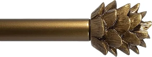 Urbanest Pinecone Adjustable Window Treatement Single Curtain Rod, 28"-48", Renaissance Gold