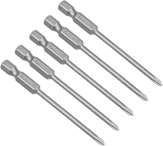 uxcell 5 Pcs 3mm PH0 Magnetic Phillips Screwdriver Bits, 1/4 Inch Hex Shank 3-inch Length S2 Power Tool