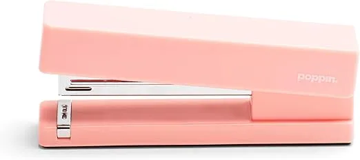 Poppin Stapler - The Original Modern Desk Stapler, Office Supplies, Office Desk Accessories, Lacquer Design, Solid Steel Anvil, Multiple Colors Available (Blush Pink)