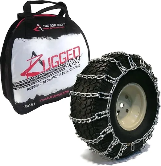 The ROP Shop | Pair of 2 Link Tire Chains 20x10x8 for Snow Blowers, Lawn & Garden Tractors, Mowers & Riders, UTV, ATV, 4-Wheelers, Utility Vehicles