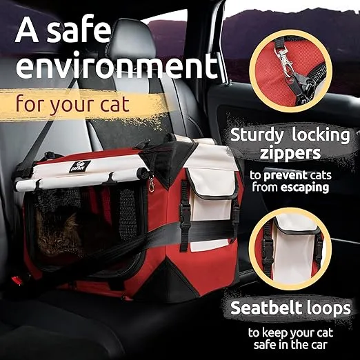 Large Cat Carrier & Dog Carrier for 2 Cats or Medium Dog. Soft Sided Pet Carrier for Travel. Collapsible, Portable Cat Bag with Soft Bed, Top & Side Loading, Locking Zippers, Puppy Crate & Cat Kennel