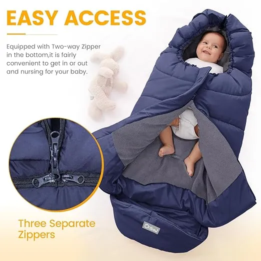 Orzbow Universal Footmuff for Stroller, Winter Warm Baby Stroller Bunting Bag, Waterproof Windproof Warm Polar Fleece Lined for Toddler Stroller Sleeping Bag, Blue
