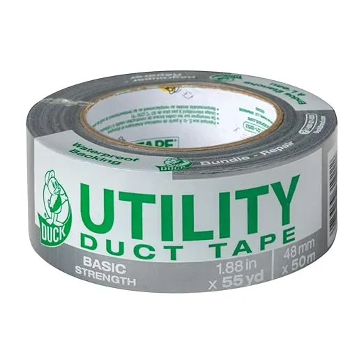 Duck Utility Duck Tape Brand Duct Tape, Silver, 1.88 Inches by 55 Yards, 16 Rolls