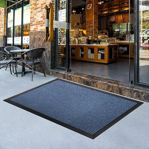 Mibao Front Door Mat, Heavy Duty Durable Welcome Mat for Outdoor Indoor, Dirt Trapper Waterproof Super Absorbent Door Mat for Entryway Outside Patio Porch, 61.5" x 36", Blue