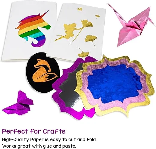 Hygloss Products Embossed Metallic Foil Paper for Arts & Crafts, Scrapbooking, Card Making, Assorted Colors & Designs, 8.5x10-Inch, 30Pack