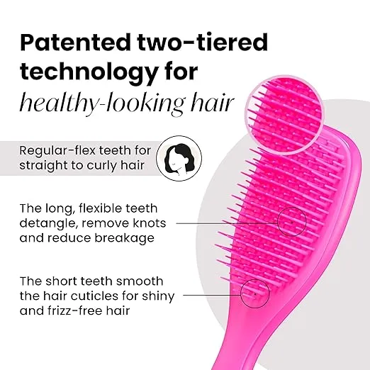 Tangle Teezer Ultimate Detangler Hairbrush, Eliminates Knots & Reduces Breakage, Mini Hair Brush for Travel, Small Hands & All Hair Types, Runway pink