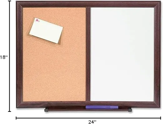 Lorell Bulletin Board Combo, Dry-Erase/Cork, 24"x18", Mahogany Frame (LLR84270)