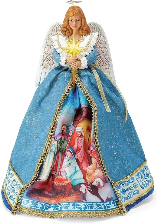 Department 56 Possible Dreams Jim Shore Holy Family Angel Lit Tree Topper, 14 Inch, Multicolor