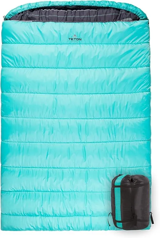 TETON Mammoth, 20 Degree and 0 Degree Sleeping Bags, Double Sleeping Bag, A Warm Bag the Whole Family can Enjoy. Great Sleeping Bag for Camping, Hunting and Base Camp. Compression Sack Included