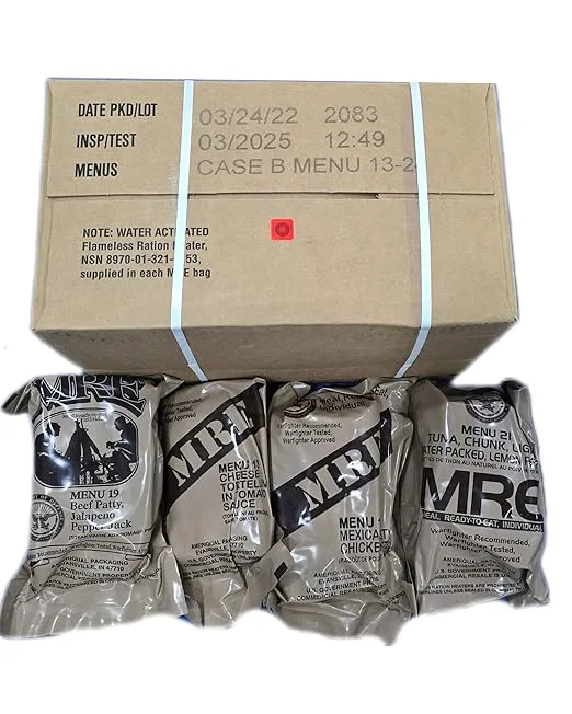 2025 Inspection Dated MREs (Meals Ready-to-Eat) Genuine U.S. Military Surplus Assorted Flavor (4-Pack)