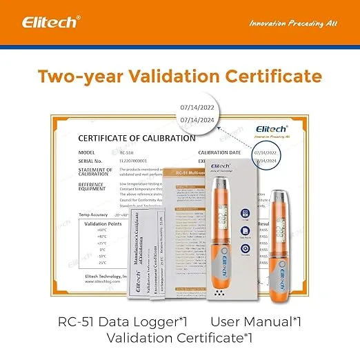 Elitech USB Temperature Data Logger Reusable Digital Recorder Medical Refrigerator Thermometer Programmable Monitor RC-51 32000 Points High Accuracy