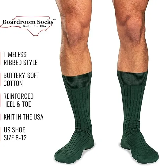 Cotton Dress Socks for Men – Comfortable Men’s Dress Socks – Classic Mid-Calf Dress Socks by Boardroom Socks