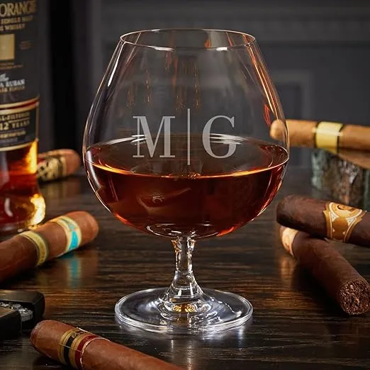HomeWetBar Monogrammed Cognac Glass Custom Brandy Glass