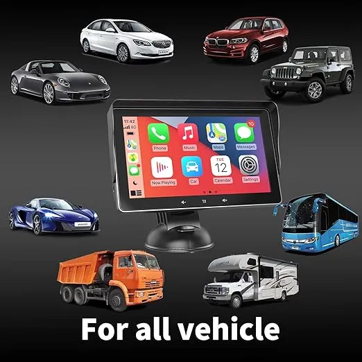 7" HD Double Din Car Stereo,Portable Wireless Touch Screen Apple CarPlay and Android Auto Automatic Multimedia Player,Car Stereo with Mirror Link/USB/AUX/Siri/5.1Bluetooth/Navigation Screen