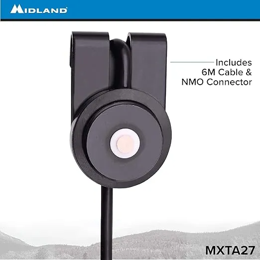 Midland® – MXTA27 MicroMobile® Universal Lip Mount with NMO Connector and 6M Cable – Fits Most Trunks/Car Hoods