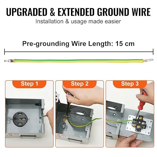 VEVOR 50 Amp RV Power Outlet Box, 125/250 Volt, Enclosed Lockable Outdoor RV Receptacle Box, NEMA 14-50R Weatherproof Electrical Panel, for RV Camper Trailer Motorhome Electric Car