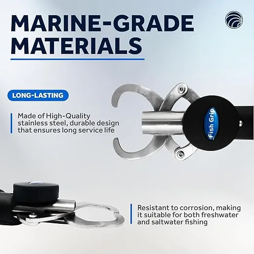Five Oceans Fish Gripper- Fish Grabber, Fish Grabber Tool - Stainless Steel Fish Lip Gripper with Scale and EVA Control Handle, Fish Gripper and Caught Fish Holder for Fishing - FO4462