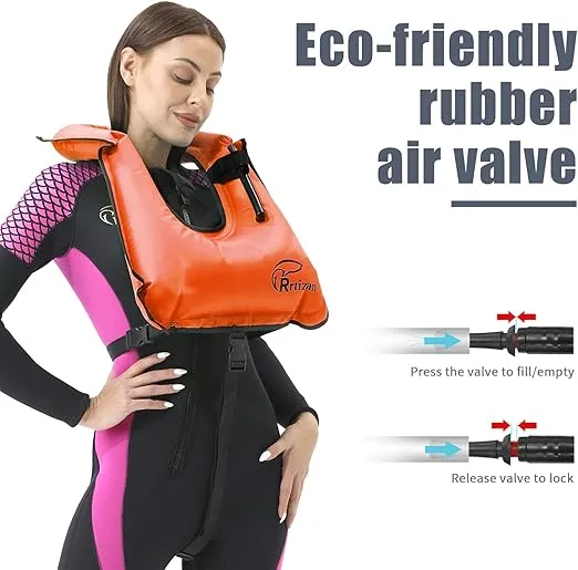 Rrtizan Snorkel Vest, Adults Portable Inflatable Swim Vest Jackets for Snorkeling Swimming Diving Safety