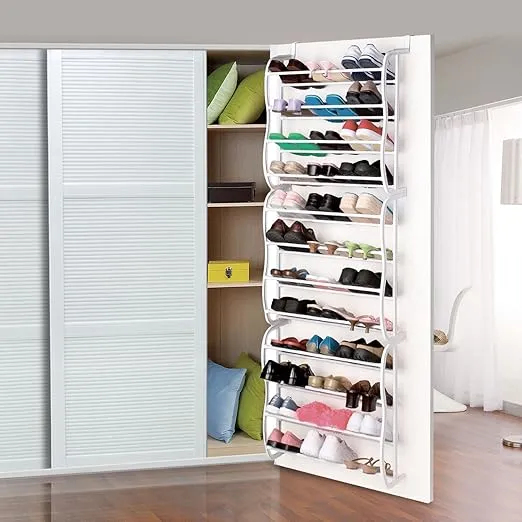Over The Door Shoe Rack, 36Pair Over-The-Door Shoe Rack, 12 Layers Wall Hanging Closet Shoe Organizer Storage Stand for Door Hanging Boots Storage