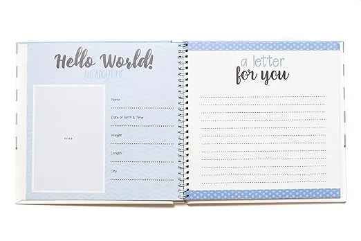 Keepsake Memory Book for Baby Boy or Girl – Timeless First 5 Year Baby Book – A Milestone Book to Record Every Event from Birth to Age 5 – Gender Neutral Journal Scrapbook Photo Album, Blue