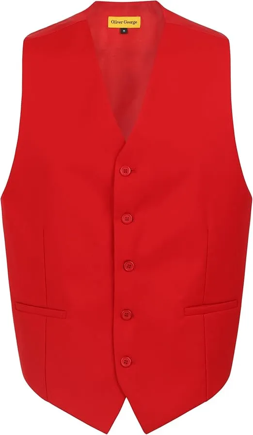 Oliver George Men's Solid Formal Business Dress Vest Waistcoat Vest for Suit or Tuxedo