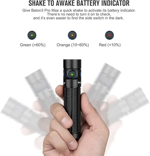 OLIGHT Baton3 Pro Max 2500 Lumens Rechargeable Compact EDC Pocket Flashlights with Safety Proximity Sensor, LED High Lumens for Camping, Hiking and Emergency (Cool White Light: 5700~6700K)