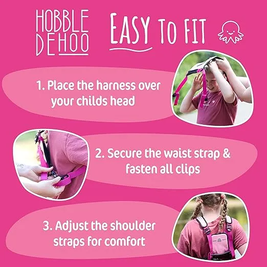 Hobbledehoo Active XL Child Harness, Safety Harness For Kids & Teenagers Aged 7+, Child Harness Supporting Special Needs, Including Autism Safety Awareness (Pink Harness with Leash)