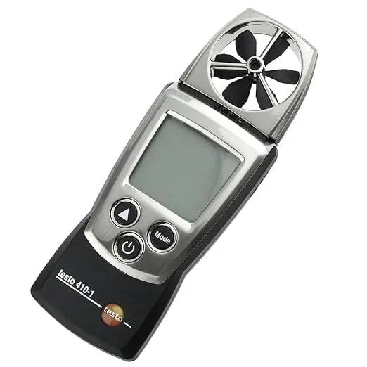Testo - 0560 4101 410-1 Digital Pocket Vane Anemometer, 0.4 to 20 m/s Velocity, -10 to +50°C Temperature