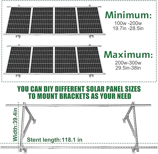 Upgrade Solar Panel Mounting Brackets, Adjustable Multi-Pieces Solar Panel Brackets, Solar Panel Mount for 1-4pcs Solar Panels, Solar Mounting Stand with Clamps for Ground and Roof