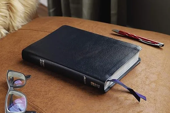 NIV, Thinline Bible, Bonded Leather, Navy, Red Letter, Thumb Indexed, Comfort Print