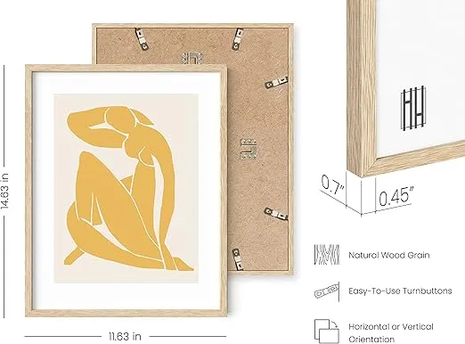 HAUS AND HUES Matisse Poster Set - Minimalist Poster Set, Poster Sets for Room Aesthetic, Frameable Wall Art Set, Frameable Modern Art, Matisse Poster, Danish Pastel Posters (Beige Frame, 11x14)