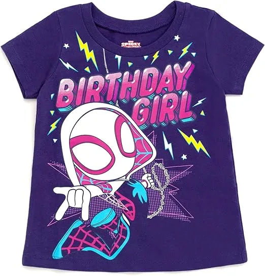 Marvel Spidey and His Amazing Friends Birthday T-Shirt Toddler to Big Kid Sizes (2T - 10-12)