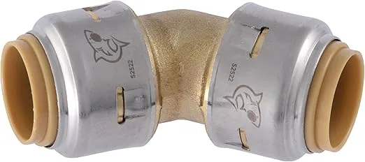SharkBite Max 1/2 Inch 45 Degree Elbow, Push to Connect Brass Plumbing Fitting, PEX Pipe, Copper, CPVC, PE-RT, HDPE, UR648A