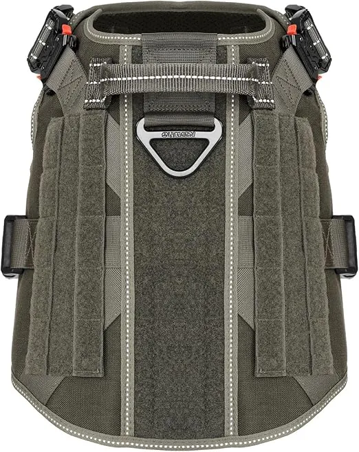 ICEFANG Tactical Dog Harness,X-Large Size, 2X Metal Buckle,Working Dog MOLLE Vest with Handle,No Pulling Front Leash Clip,Hook and Loop Panel