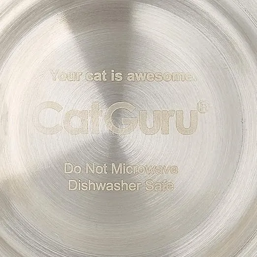CatGuru Cat Bowls, Whisker Stress Free Cat Food Bowl, Reliefs Whisker Fatigue, Wide Cat Bowl, Non Slip Cat Food Bowls, Shallow Cat Dish, Cat Feeding & Watering Supplies (Stainless Steel)