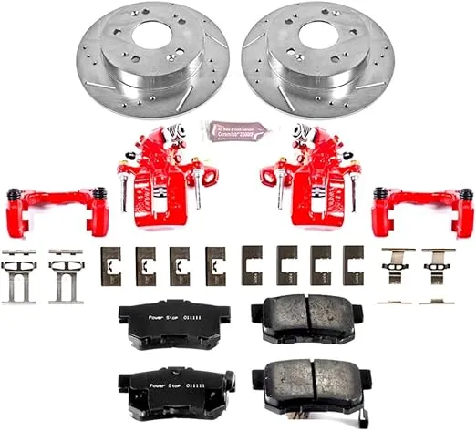Power Stop (KC1243) 1-Click Performance Brake Kit with Calipers For Acura ILX 2013-2015, Honda Civic 2006-2015 [Model Specific]