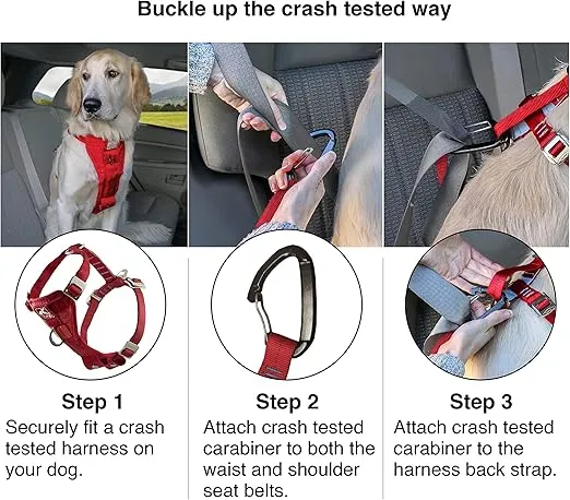 Kurgo Tru-Fit Enhanced Strength Dog Harness - Certified Crash Tested Car Safety Harness for Dogs - Metal Buckles, Padded Chest - Includes Pet Seatbelt - No Pull Training - Black, XL