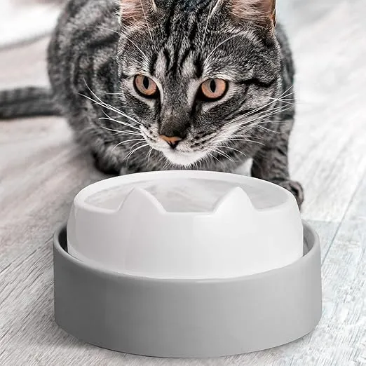 CatGuru Food Table for Cat Bowl, Non Slip Pet Feeding Station for Cat Food Bowls, Raised Stand for Food and Water Cat Bowls, Elevated Cat Feeder, Stress Free Pet Dish Stand (Grey)