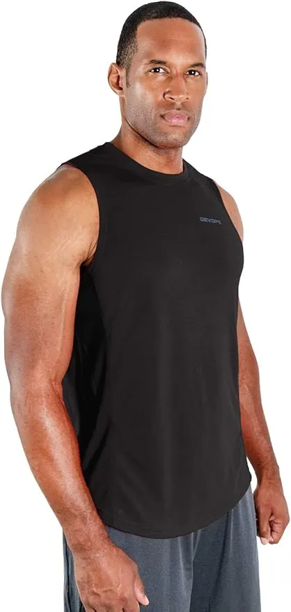 DEVOPS 3 Pack Men's Muscle Shirts Sleeveless Dry Fit Gym Workout Tank Top