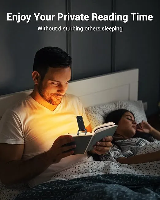 DEWENWILS Book Reading Light, Amber Warm Clip On LED with 3 Adjustable Brightness for Eye Protection, Rechargeable USB, Gifts for Bookworms, Kids (Black)