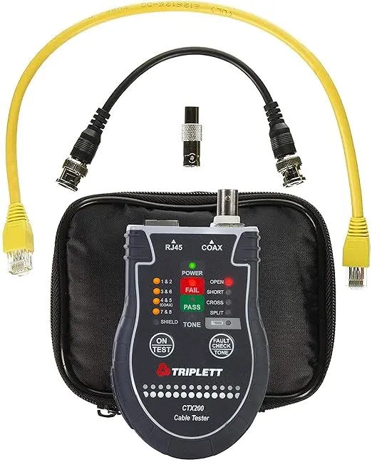 Triplett CTX200 Pocket CAT LAN Tester for RJ45, CAT 5/6, and Coax Cables with Instant Pass/Fail Results