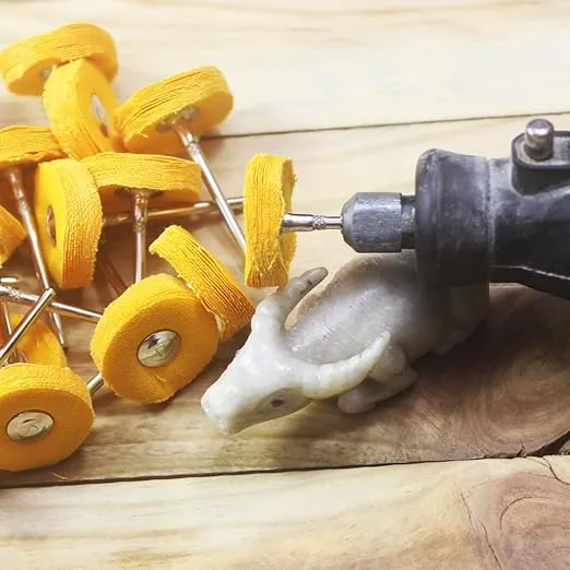 20 Pcs Little Buffing Wheel, 1/8 Inch Cloth Polishing Wheel for Rotary Tools Includes Dremel (Yellow)