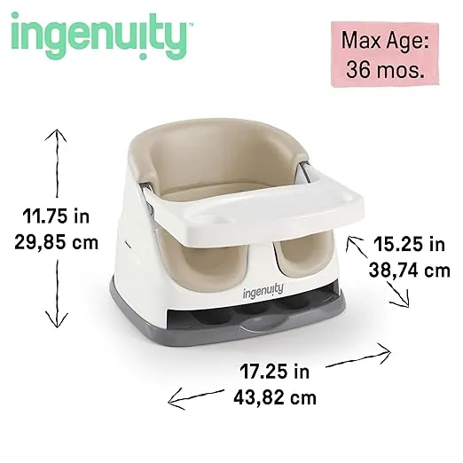 Ingenuity Baby Base 2-in-1 Booster Feeding and Floor Seat with Self-Storing Tray - Cashmere
