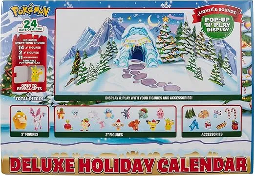 POKÉMON DELUXE HOLIDAY CALENDAR - Features 15 2-Inch Battle Figures with Special Finish and Nine Diorama Accessories