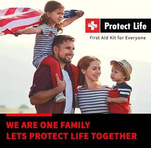 Protect Life Business First Aid Kit, Emergency First Aid Kit for Office Setting, Medical Kit Supplies, First Aid Kits for Businesses, School & Commercial Use - 200 Pieces